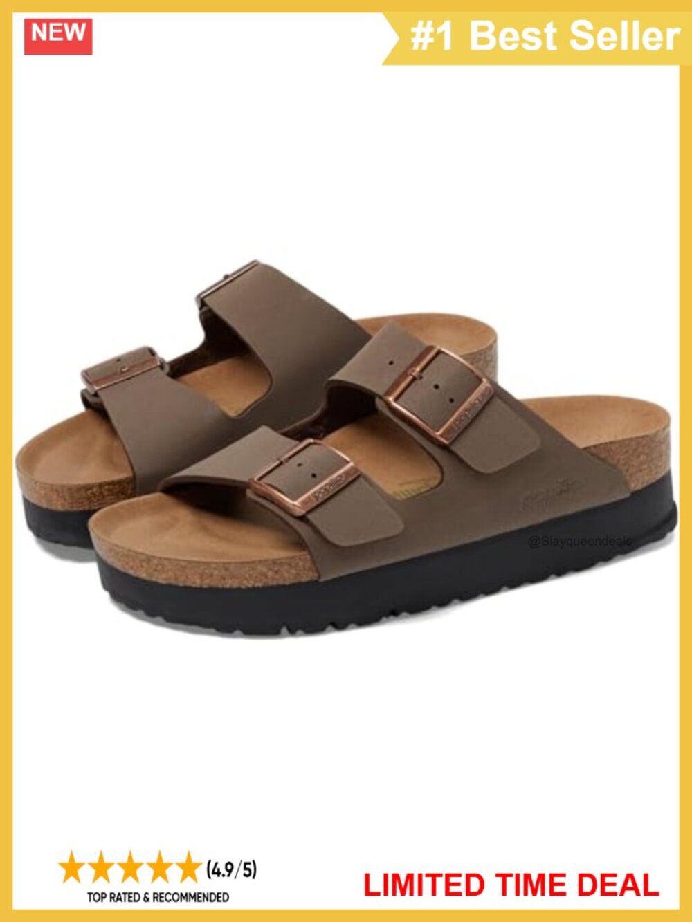 Platform Slide Sandals Vegan Birko-Flor Buckle Arch Support